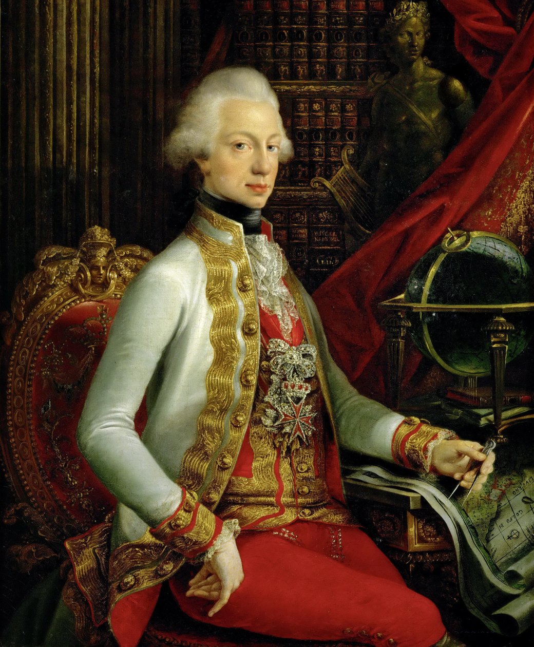 Grand-duc Ferdinand III de Toscane 1769-1824 assis dans sa bibliothèque, 1797 - Joseph Dorffmeister