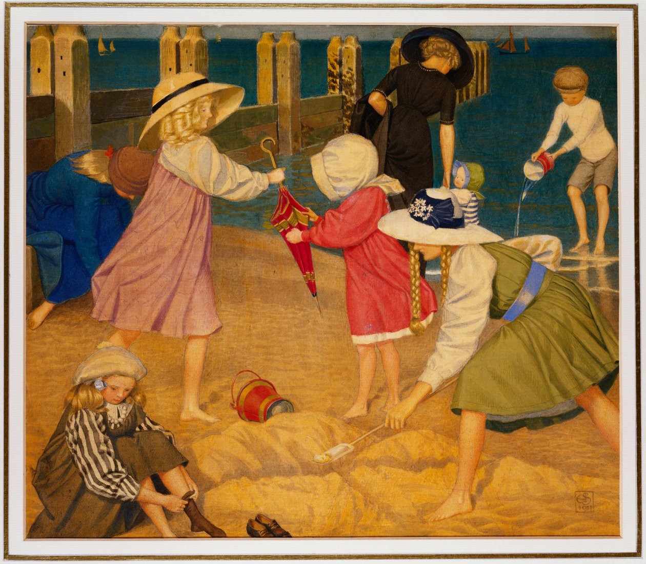 Sur la plage, Southwold - Joseph Edward Southall