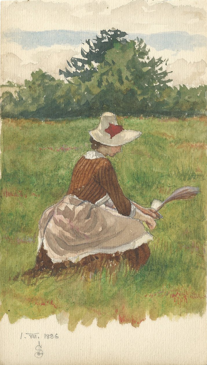 Femme ramassant de l