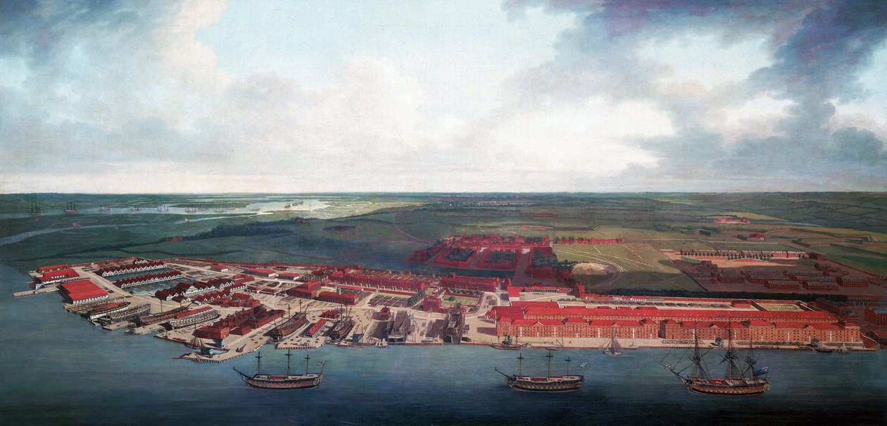 Chantier naval de Chatham (Angleterre), grâce à sa situation géographique, Chatham était le port le plus important de la Royal Navy britannique au XVIIe siècle, puis au XVIIIe siècle, il est devenu un centre important de réparation et d