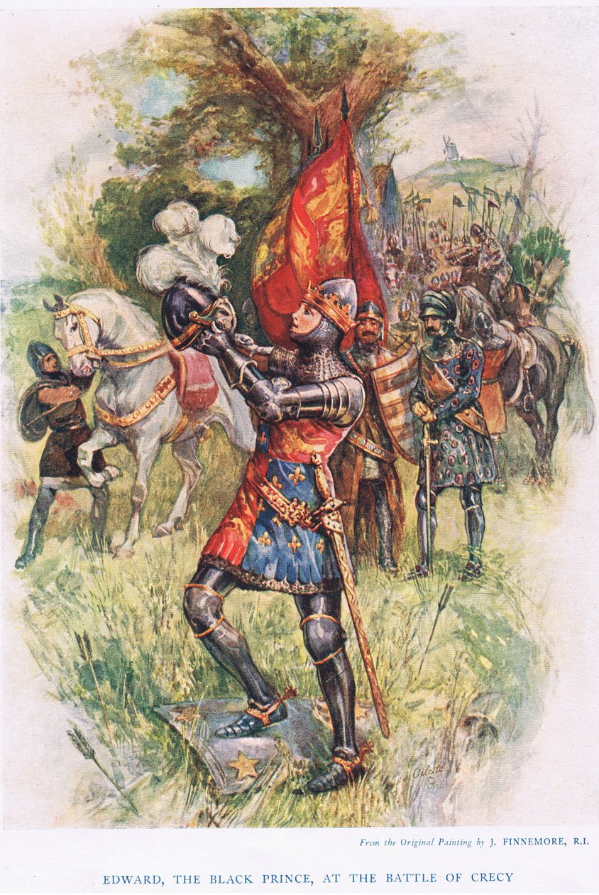 Édouard, le Prince Noir à la bataille de Crécy, illustration de 