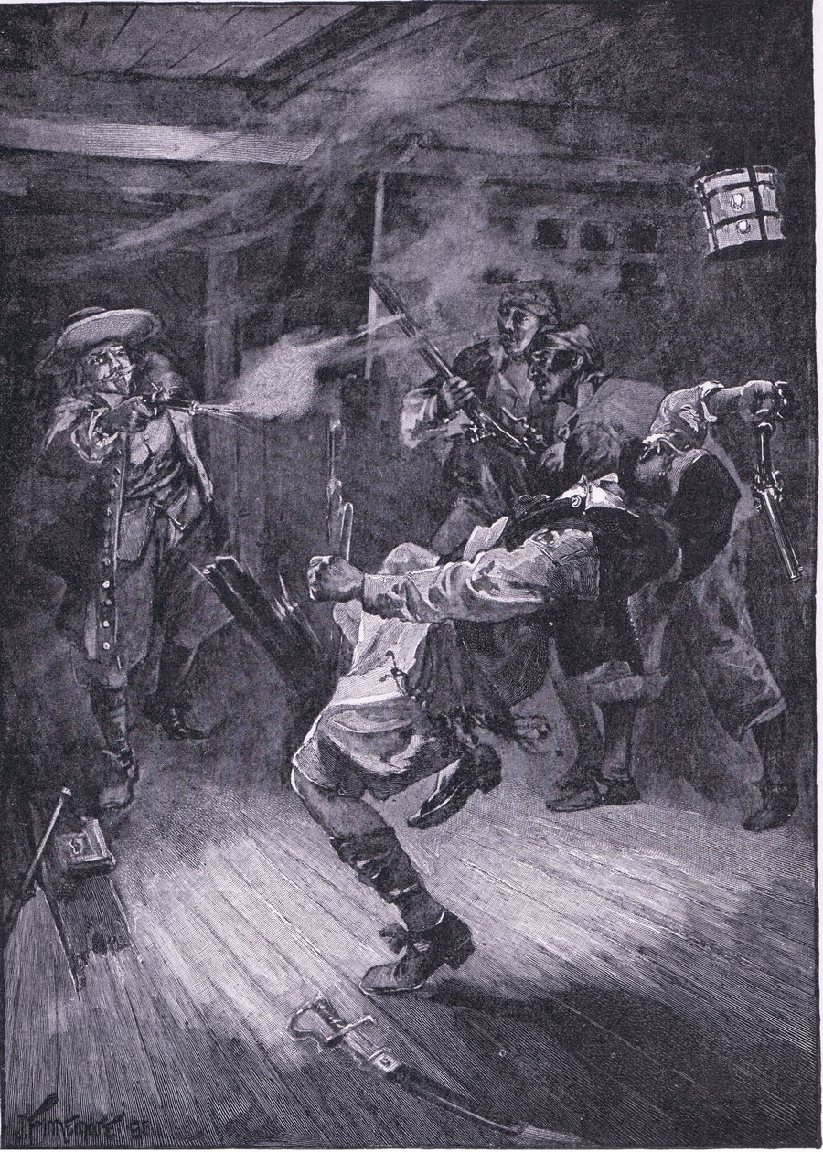 A tiré sur le nouveau capitaine à la tête (lithographie) - Joseph Finnemore