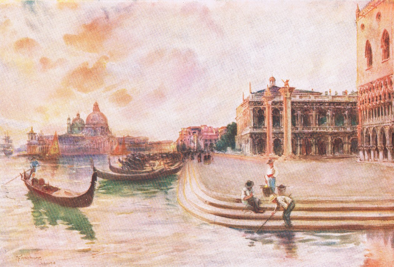 Le Molo, Venise, de Hutchinsons Picturesque Europe publié par Hutchinson & Son, vers 1930 - Joseph Finnemore
