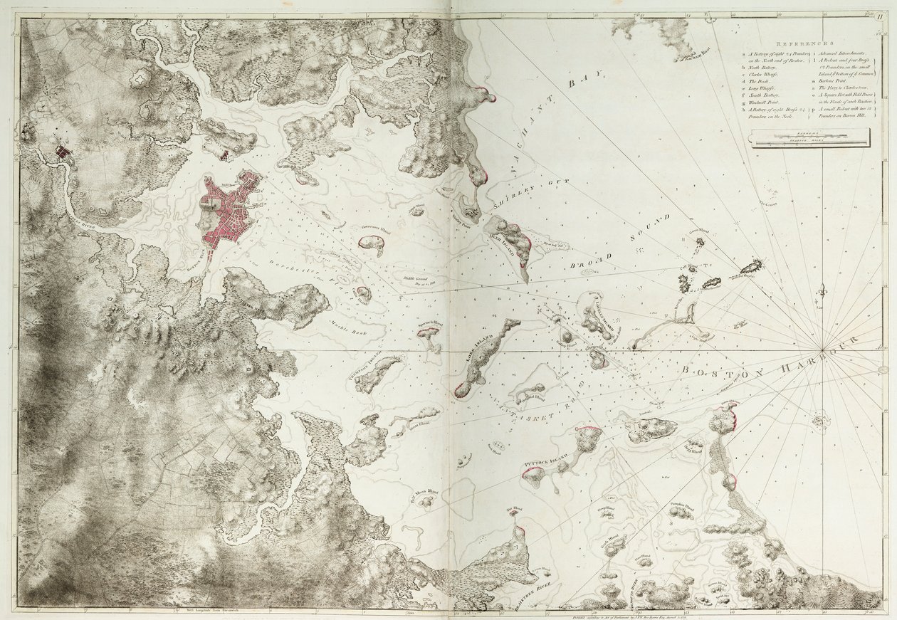Carte du port de Boston - Joseph Frederick Wallet DesBarres