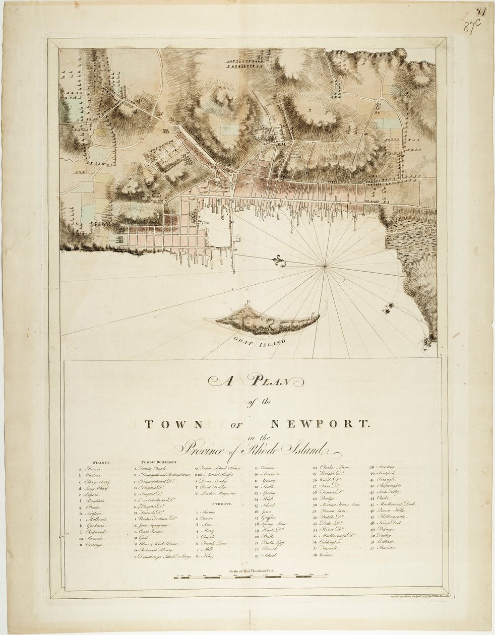 Plan de la ville de Newport dans la province de Rhode Island - Joseph Frederick Wallet DesBarres