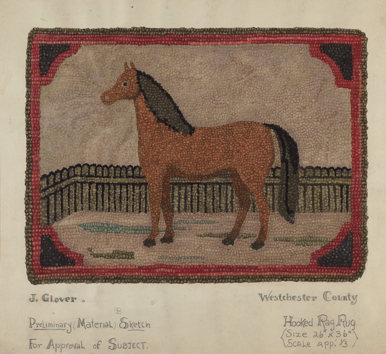 Tapis crocheté avec cheval - Joseph Glover