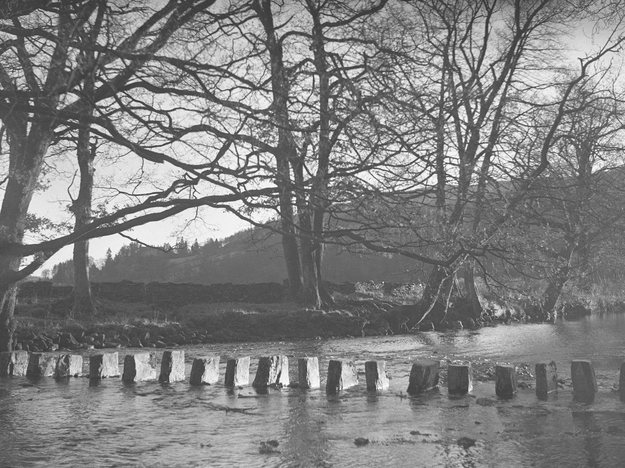 Une ligne de ce qui ressemble à des tremplins dans un ruisseau/rivière à Rydal - Joseph Hardman
