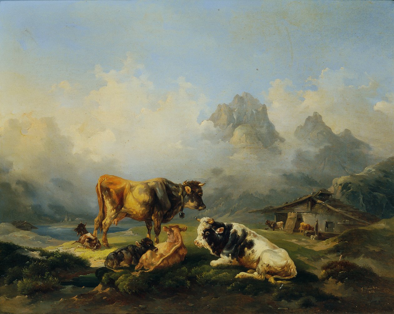 Alpage avec bovins - Joseph Heicke
