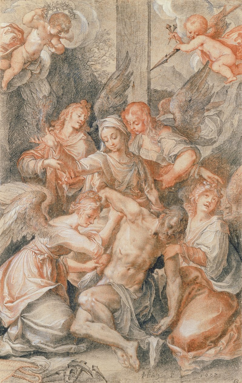 Piéta avec anges et putti - Joseph Heintz