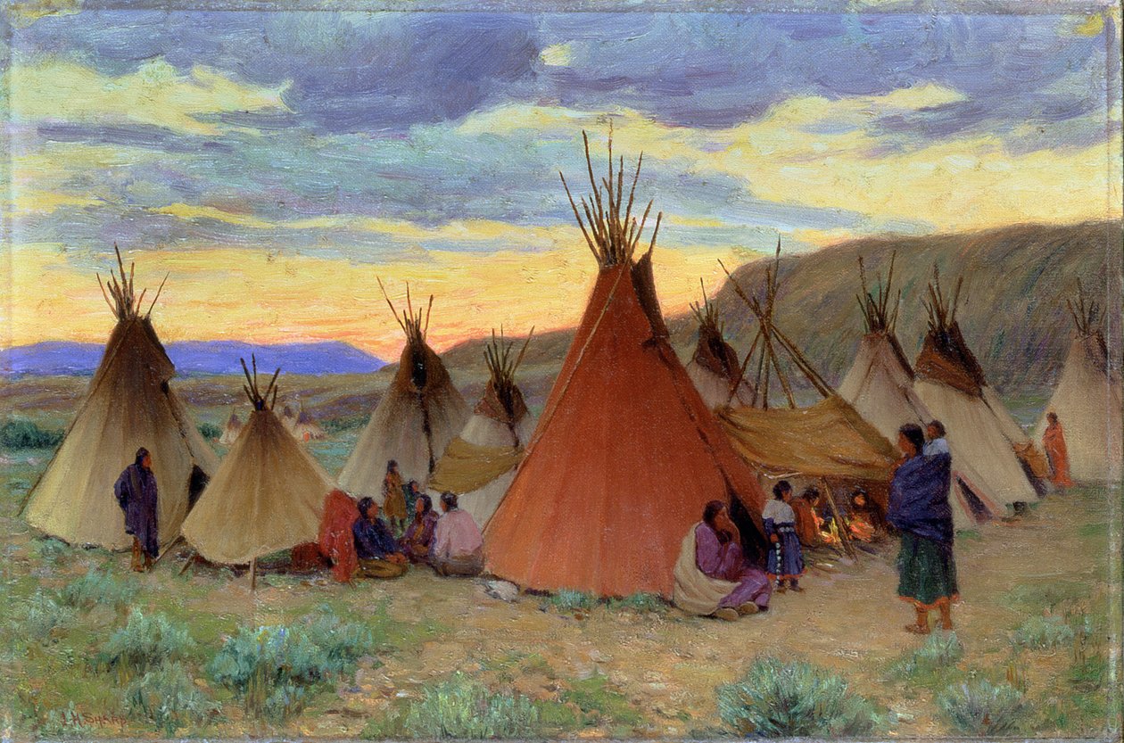 Soirée sur la réserve Crow, Montana - Joseph Henry Sharp