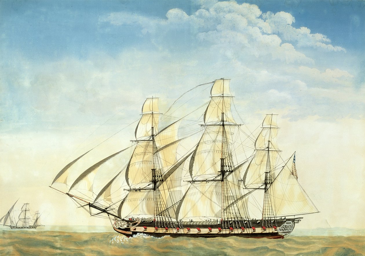La frégate USS Essex (aquarelle sur papier) - Joseph Howard
