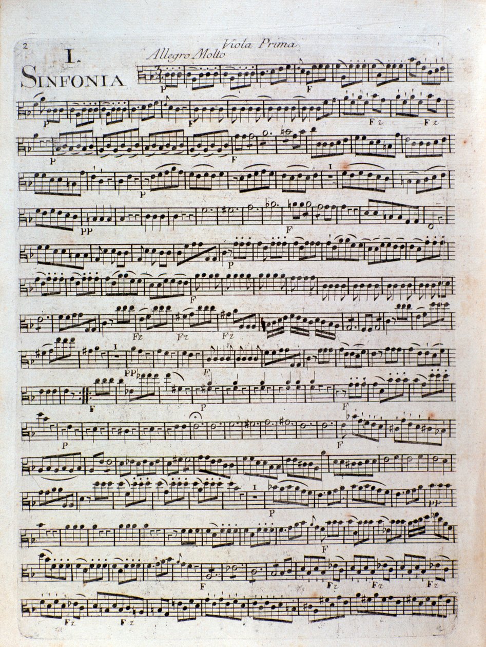 Page de partition musicale de la Symphonie en ut majeur par Pleyel - Joseph Ignace Pleyel