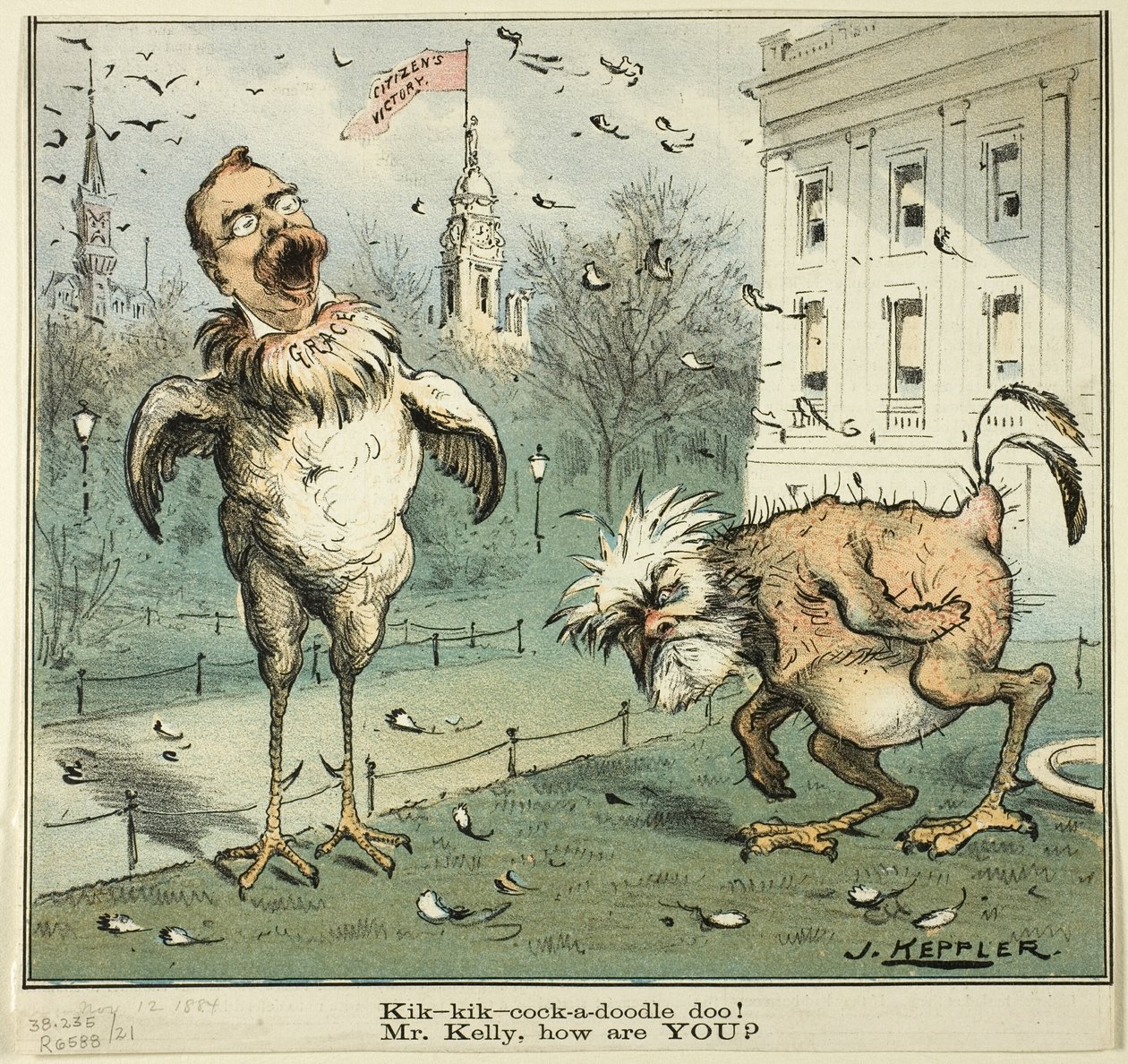 Kik-kik-cock-a-doodle doo ! M. Kelly, comment allez-vous  de Puck - Joseph Keppler