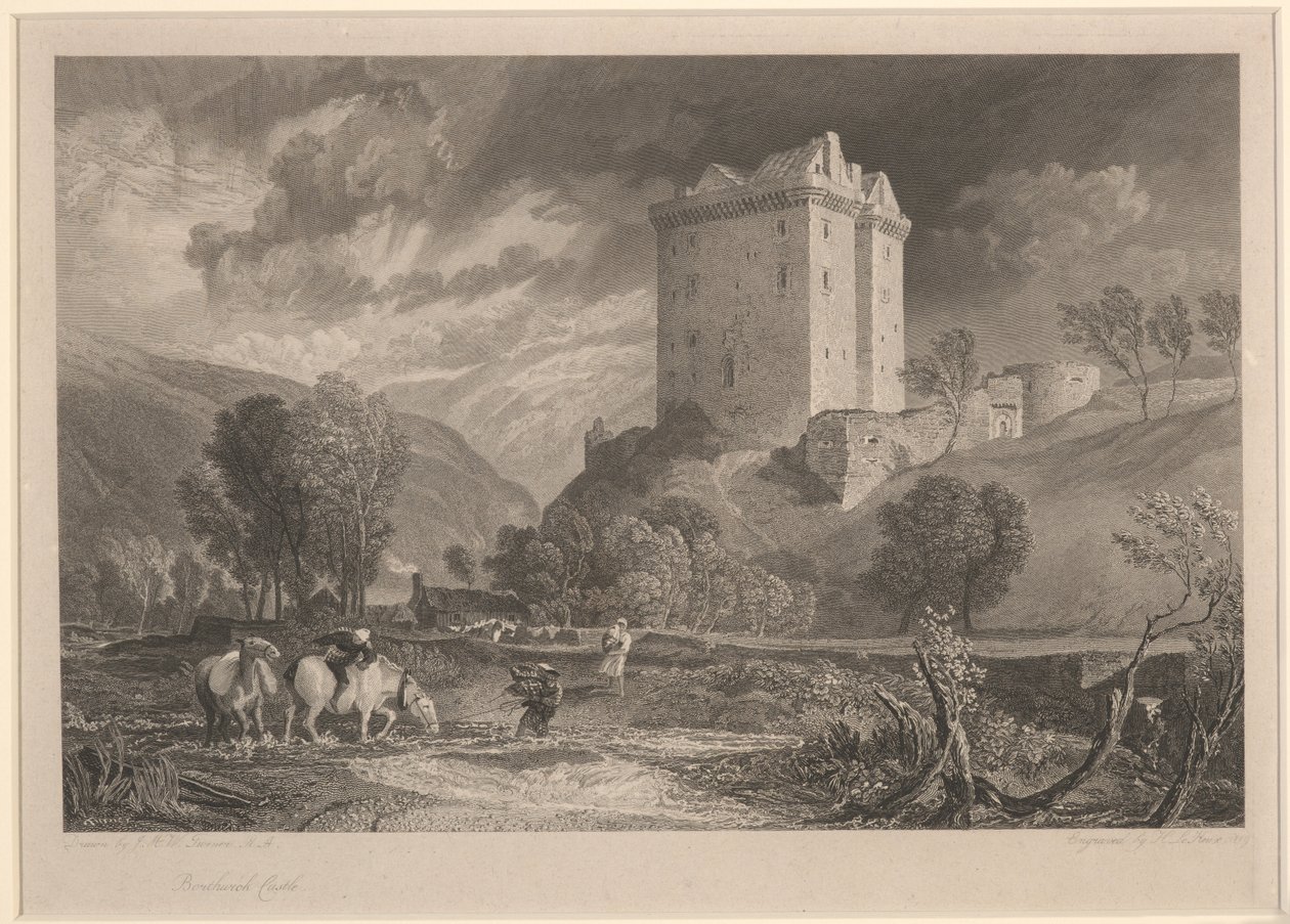 Château de Borthwick (Provincial Antiquities and Picturesque Scenery of Scotland), gravé par Henry Le Keux (1775-1851) - Joseph Mallord William (after) Turner