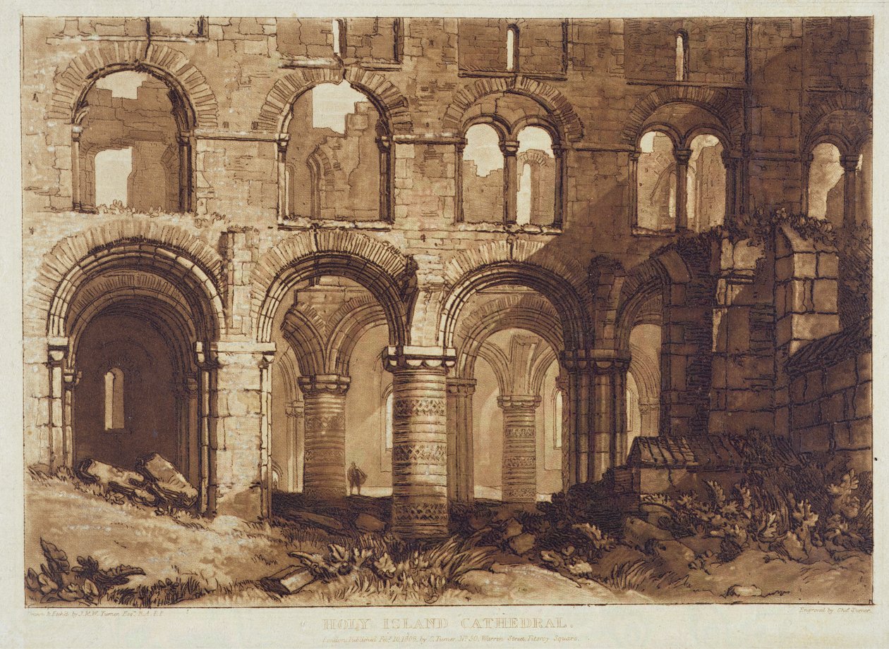 Cathédrale de Holy Island, gravée par Charles Turner (1773-1857) 1808 - Joseph Mallord William (after) Turner