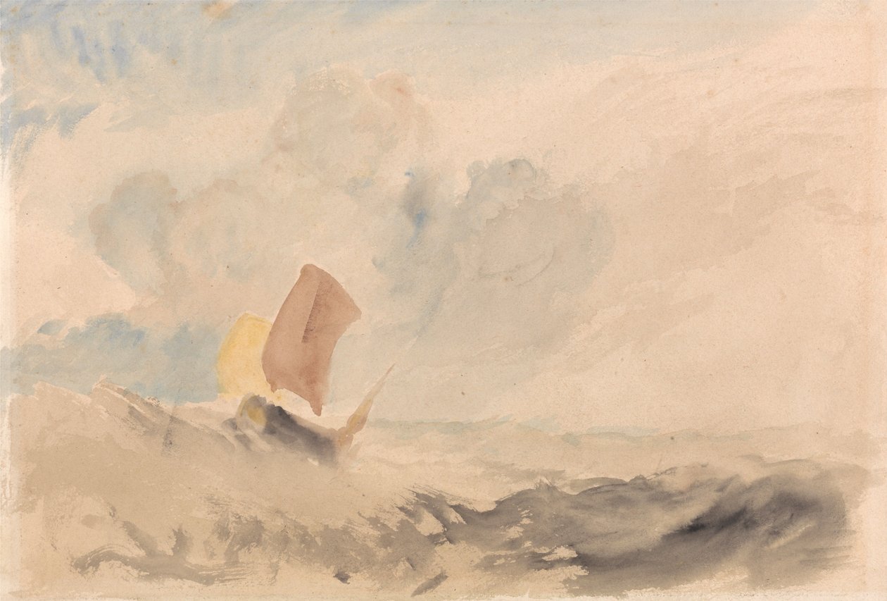 Une scène marine - Une mer agitée avec un bateau de pêche - Joseph Mallord William Turner