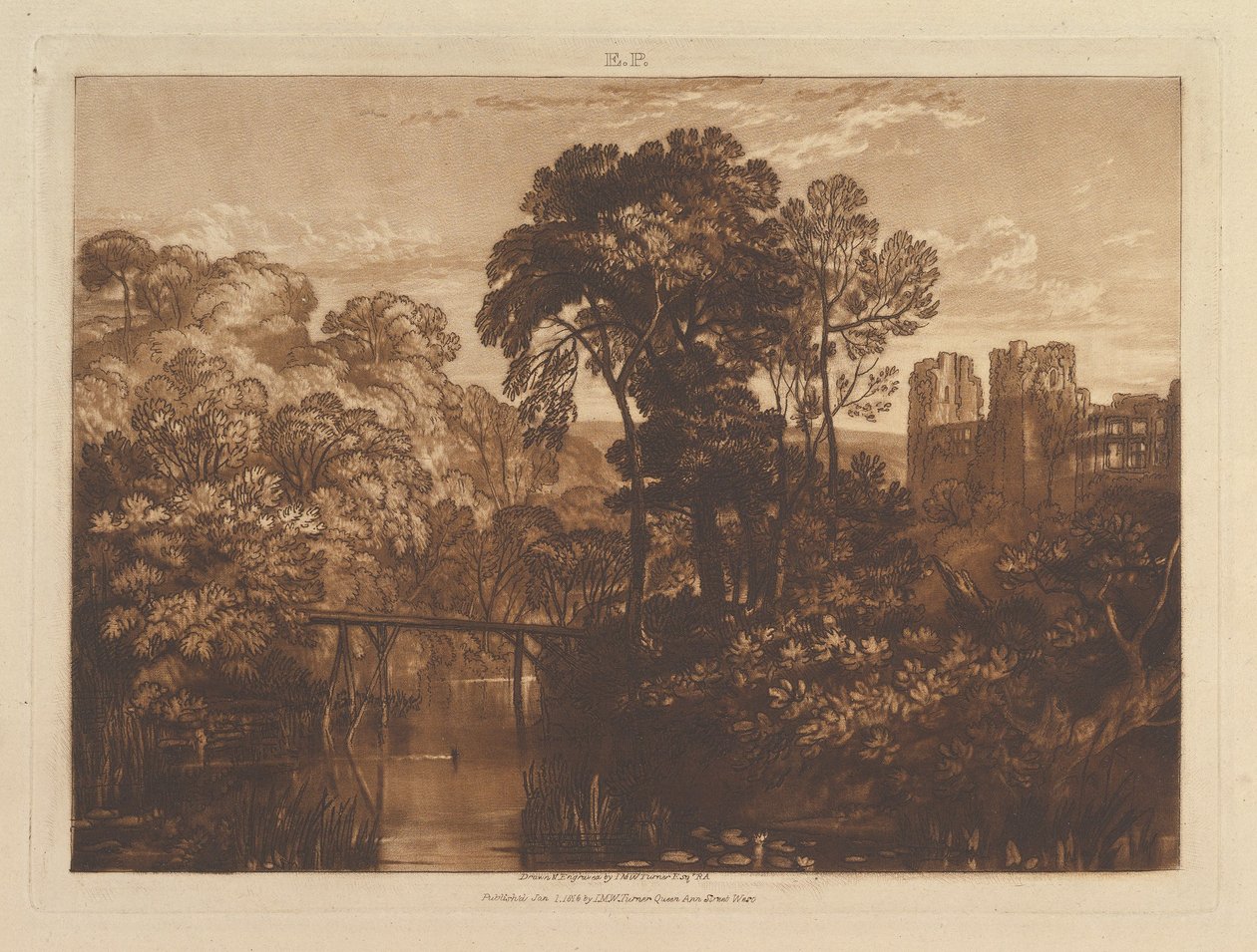 Château de Berry Pomeroy, Liber Studiorum, partie XII, planche 58, 1er janvier 1816 - Joseph Mallord William Turner