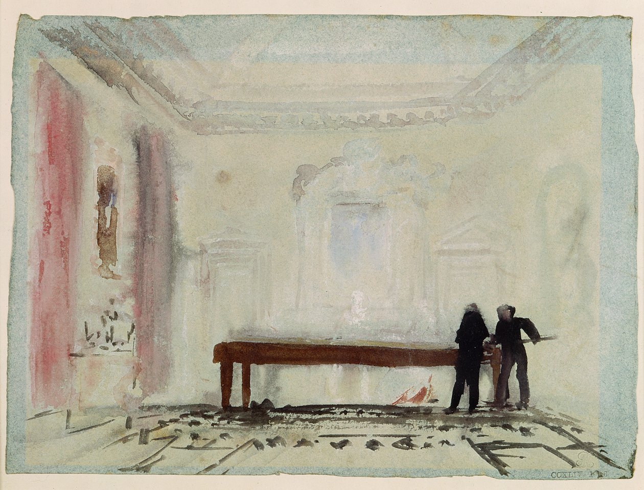 Joueurs de billard à Petworth House, 1830 (gouache) - Joseph Mallord William Turner