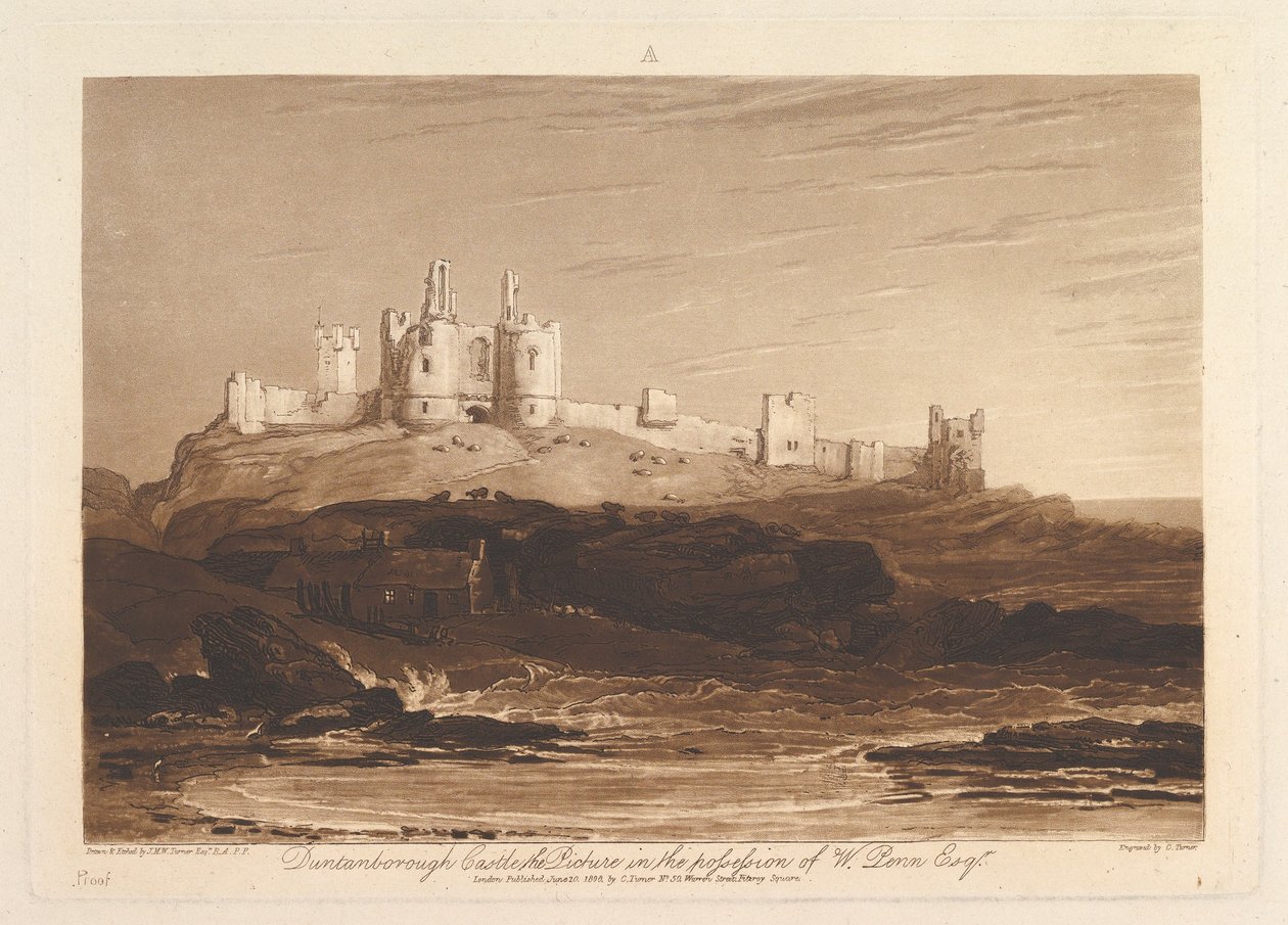 Château de Dunstanborough Liber Studiorum, partie III, planche 14, 10 juin 1808 - Joseph Mallord William Turner