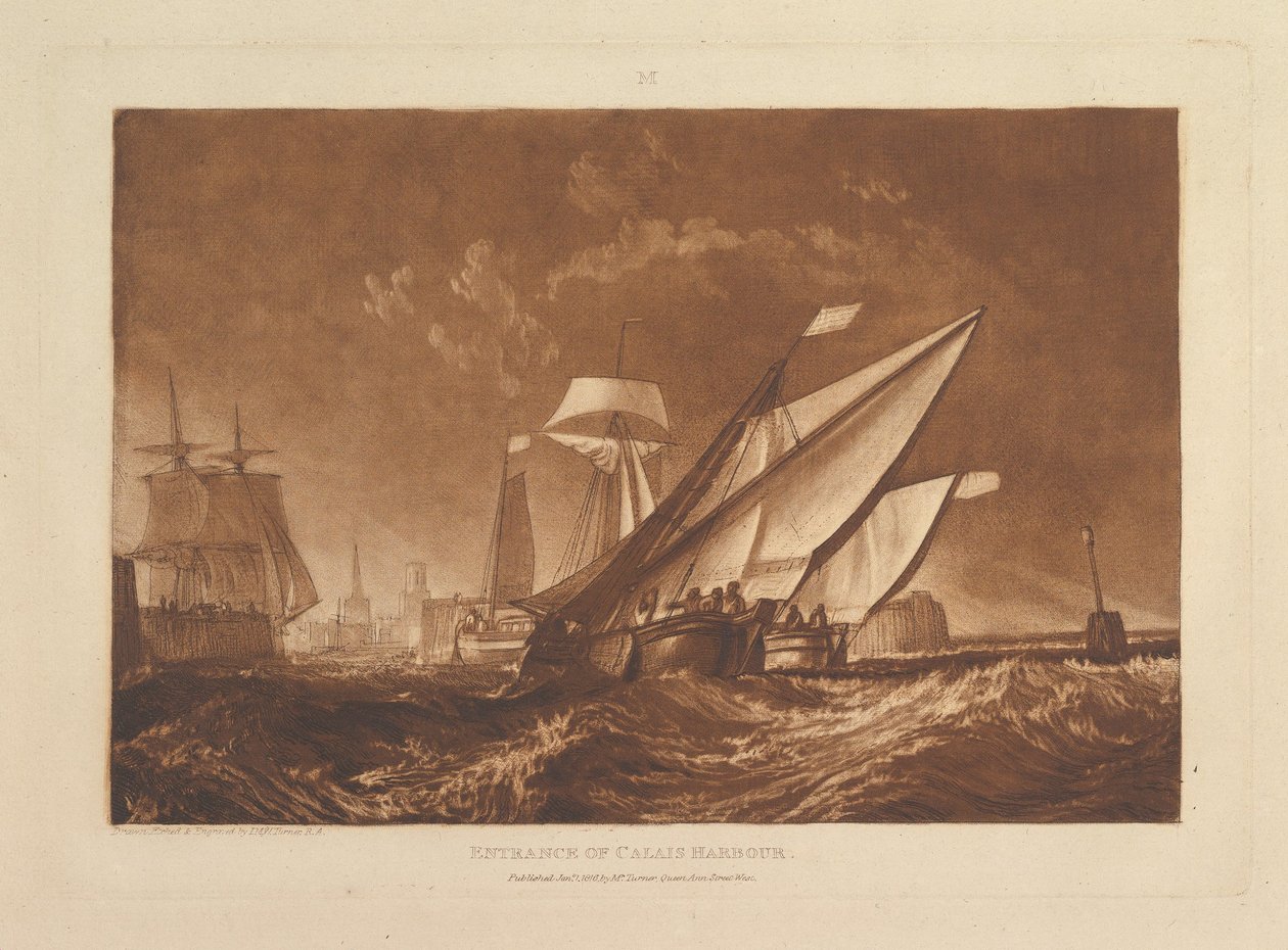 Entrée du port de Calais, partie XI, planche 55 de « Liber Studiorum » - Joseph Mallord William Turner