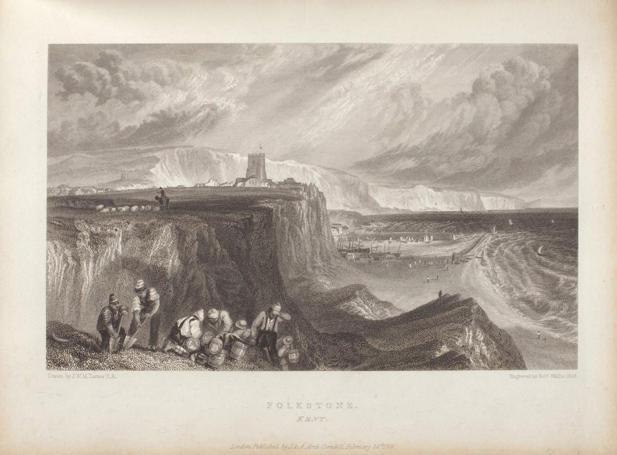 Folkstone, Kent, tel que relié dans Picturesque Views on The Southern Coast of England - Joseph Mallord William Turner