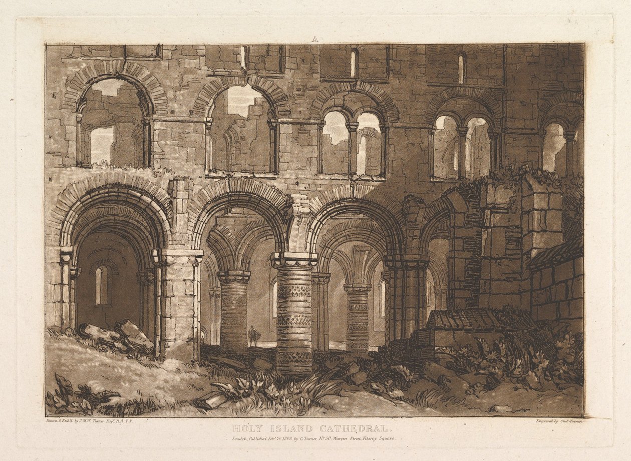 Cathédrale de Holy Island, Liber Studiorum, partie III, planche 11, 20 février 1808 - Joseph Mallord William Turner