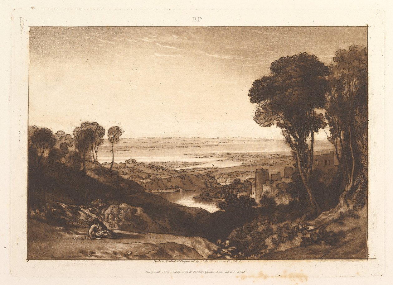 Confluence de la Severn et de la Wye, partie VI, planche 28 de « Liber Studiorum » - Joseph Mallord William Turner