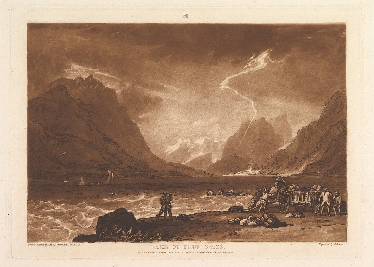 Lac de Thoune, Swiss Liber Studiorum, partie III, planche 15, 10 juin 1808 - Joseph Mallord William Turner