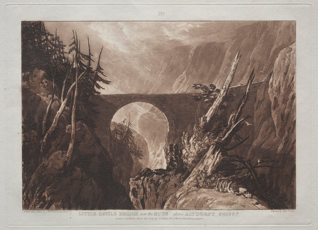 Liber Studiorum : Le pont du petit diable sur le Russ, au-dessus d