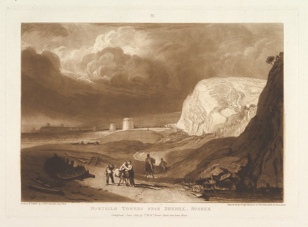 Tours Martello près de Bexhill, Sussex Liber Studiorum, partie VII, planche 34, juin 1811 - Joseph Mallord William Turner