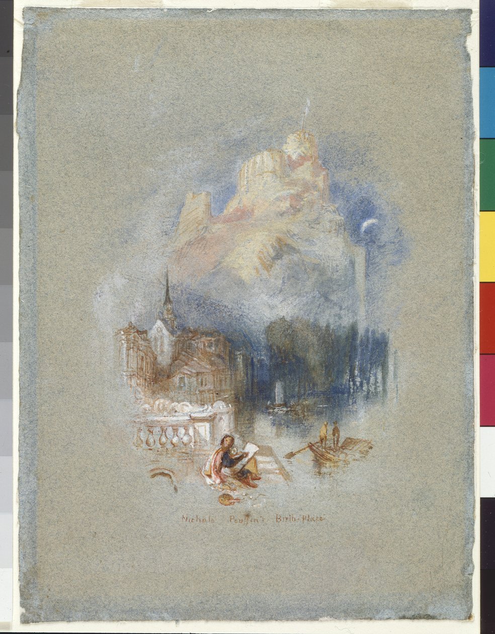Lieu de naissance de Nicolas Poussin (aquarelle et gouache renforcées à l