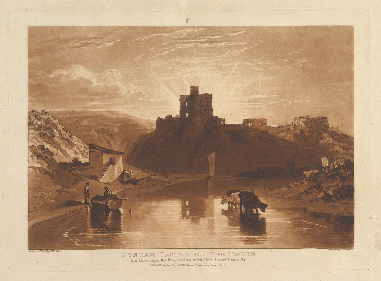 Château de Norham sur la Tweed, Liber Studiorum, partie XII, planche 57, 1er janvier 1816 - Joseph Mallord William Turner