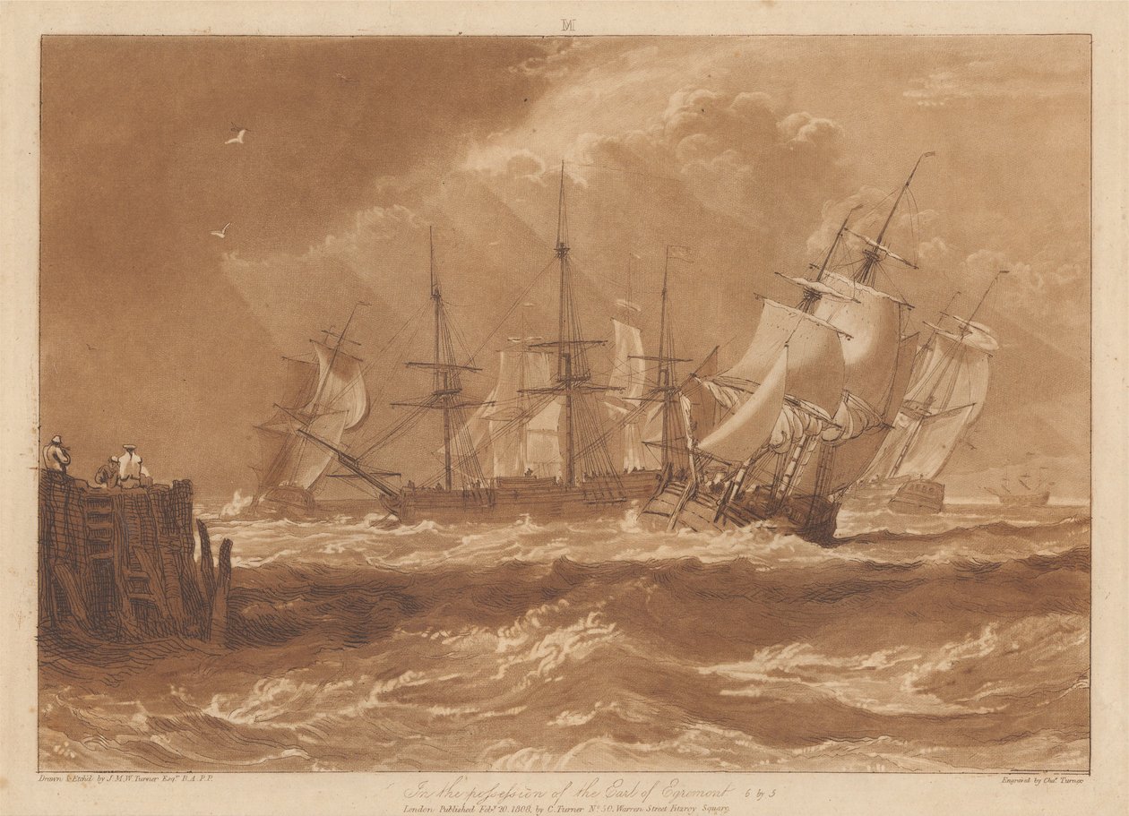 Navires dans la brise - Joseph Mallord William Turner