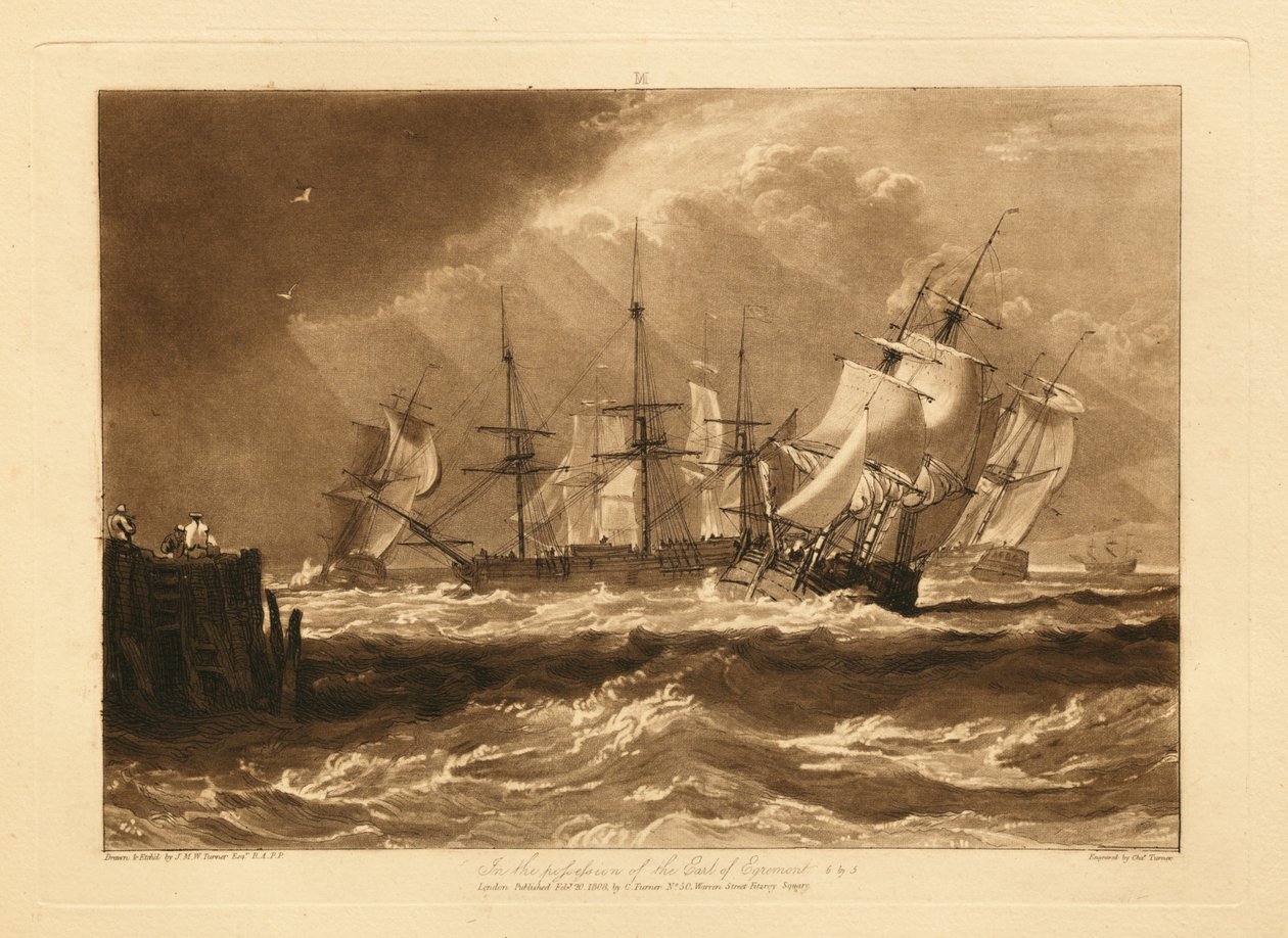 Navires dans la brise - Joseph Mallord William Turner