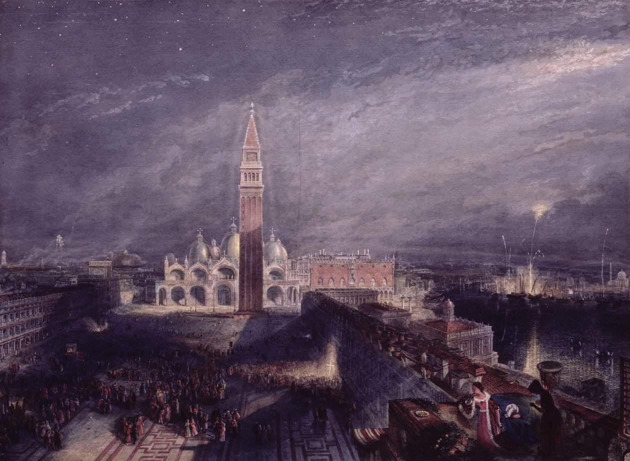 Place Saint-Marc, Venise (clair de lune) gravée par George Hollis, publiée en 1881 - Joseph Mallord William Turner