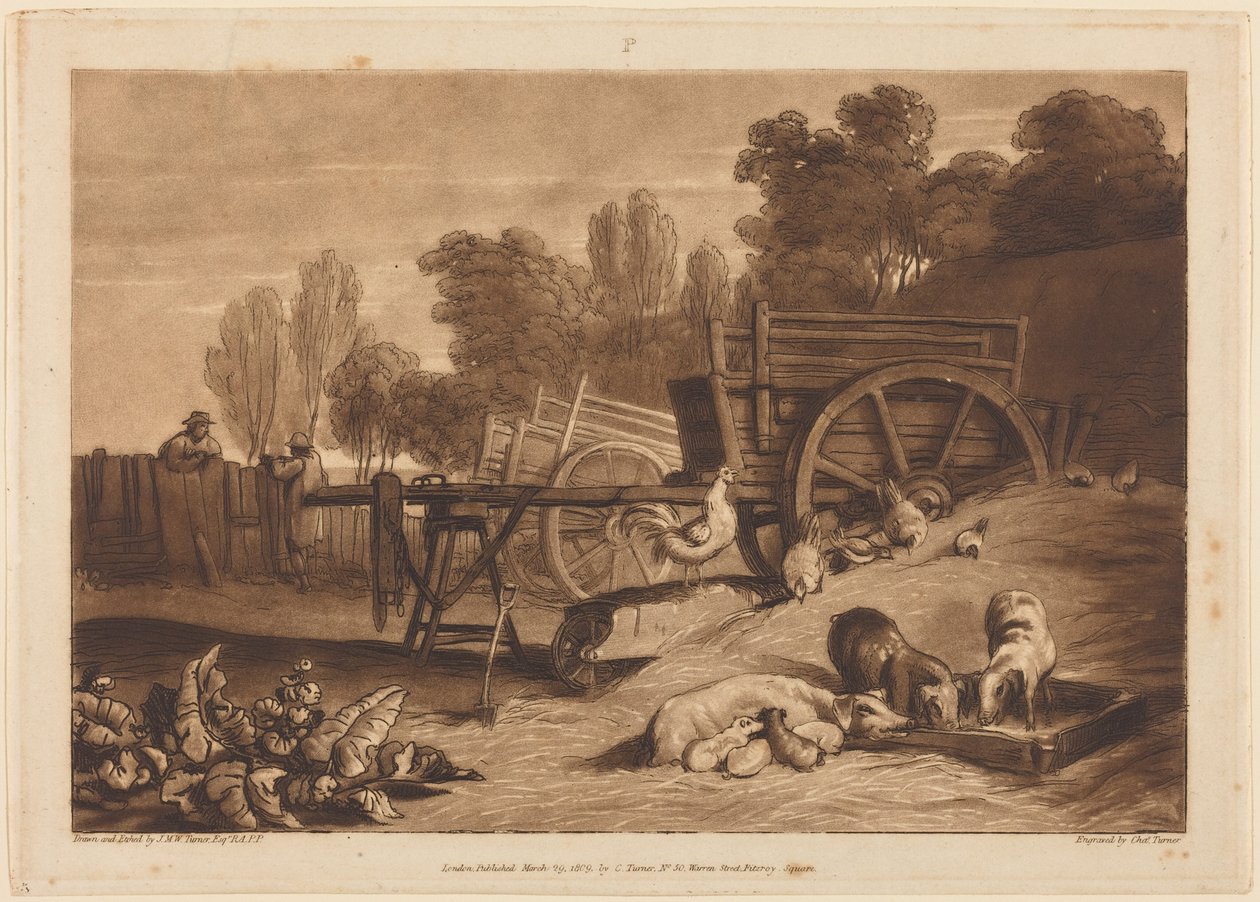 La cour de ferme avec le coq - Joseph Mallord William Turner