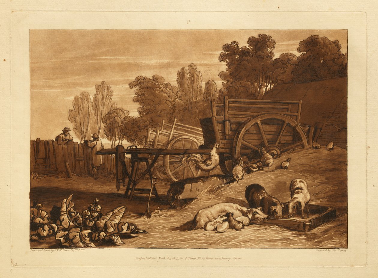 La cour de ferme avec le coq - Joseph Mallord William Turner