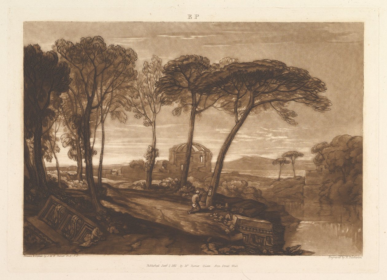 Le Temple de Minerve Médica Liber Studiorum, partie V, planche 23 - Joseph Mallord William Turner