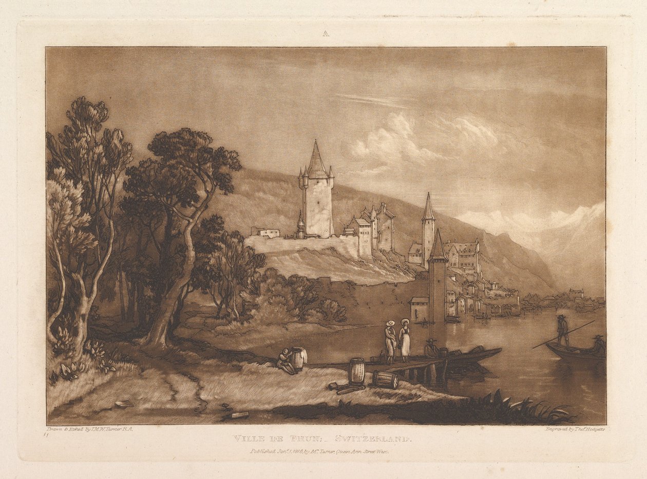 Ville de Thoune, Suisse, Liber Studiorum, partie XII, planche 59, 1er janvier 1816 - Joseph Mallord William Turner