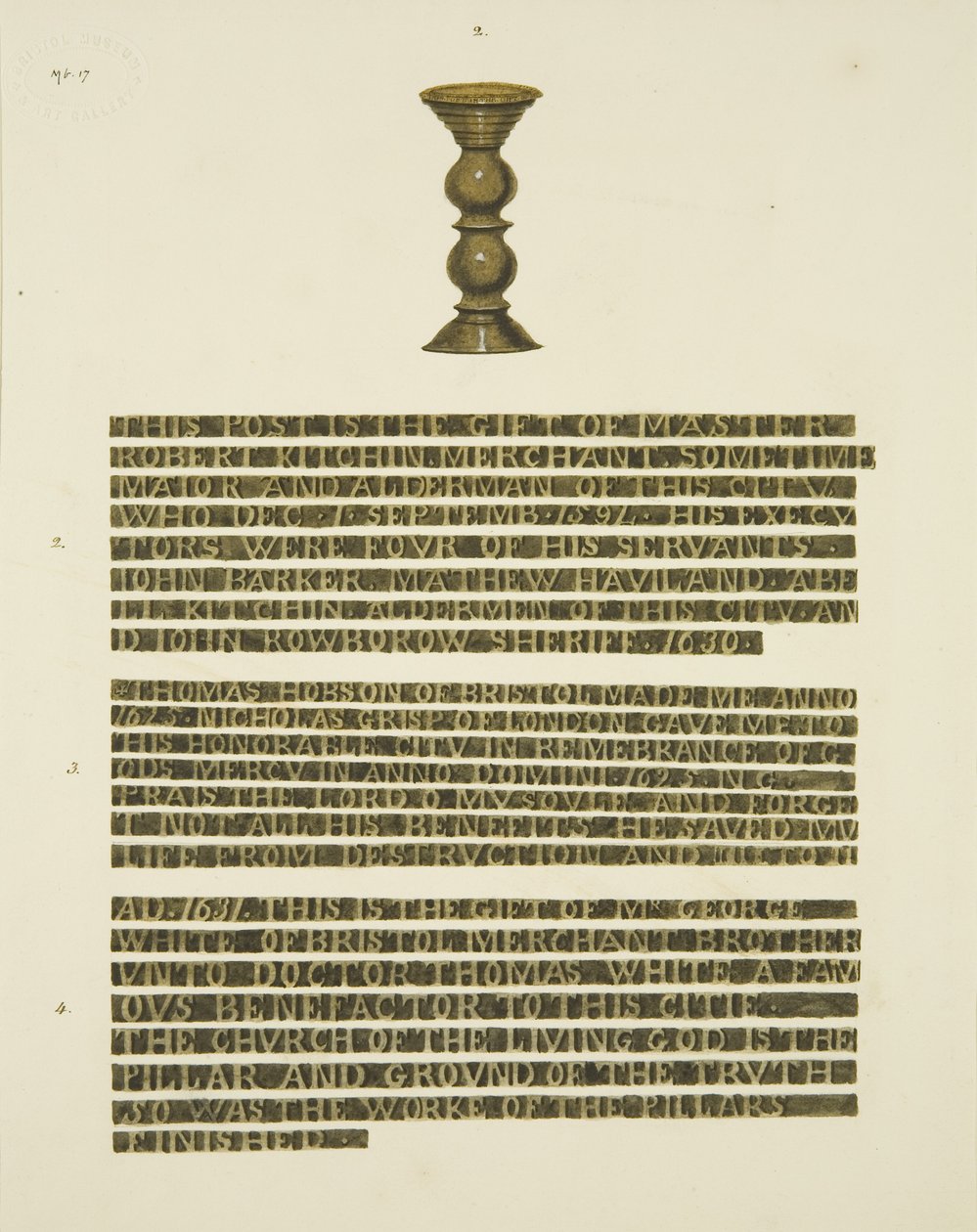 Pilier en bronze (Nails) n° 2, avec inscriptions des n° 2, 3 et 4 - Joseph Manning