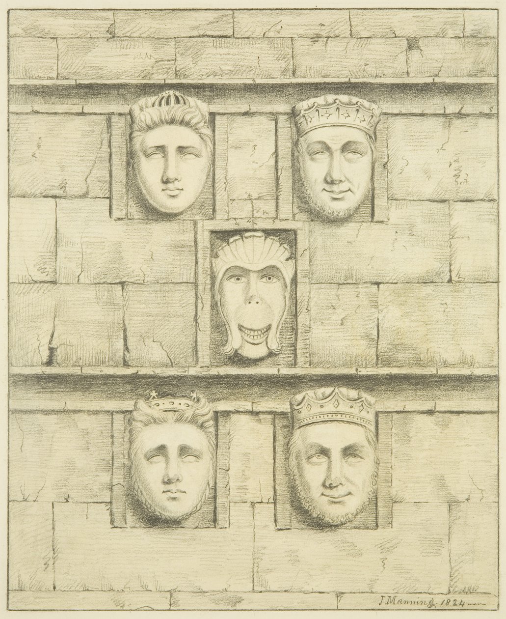Cinq corbeaux au château noir, Brislington, 1824 - Joseph Manning
