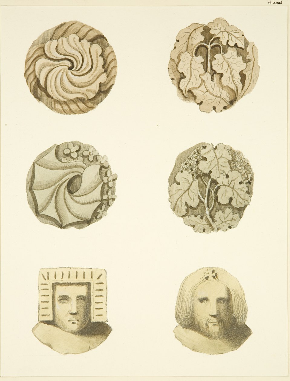 Pierres de voûte (bosses) au plafond de l