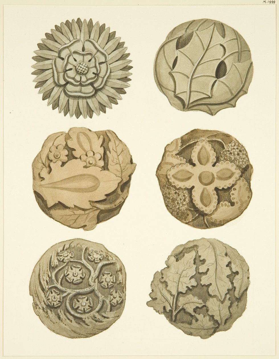 Pierres de voûte (bosses) au plafond de l