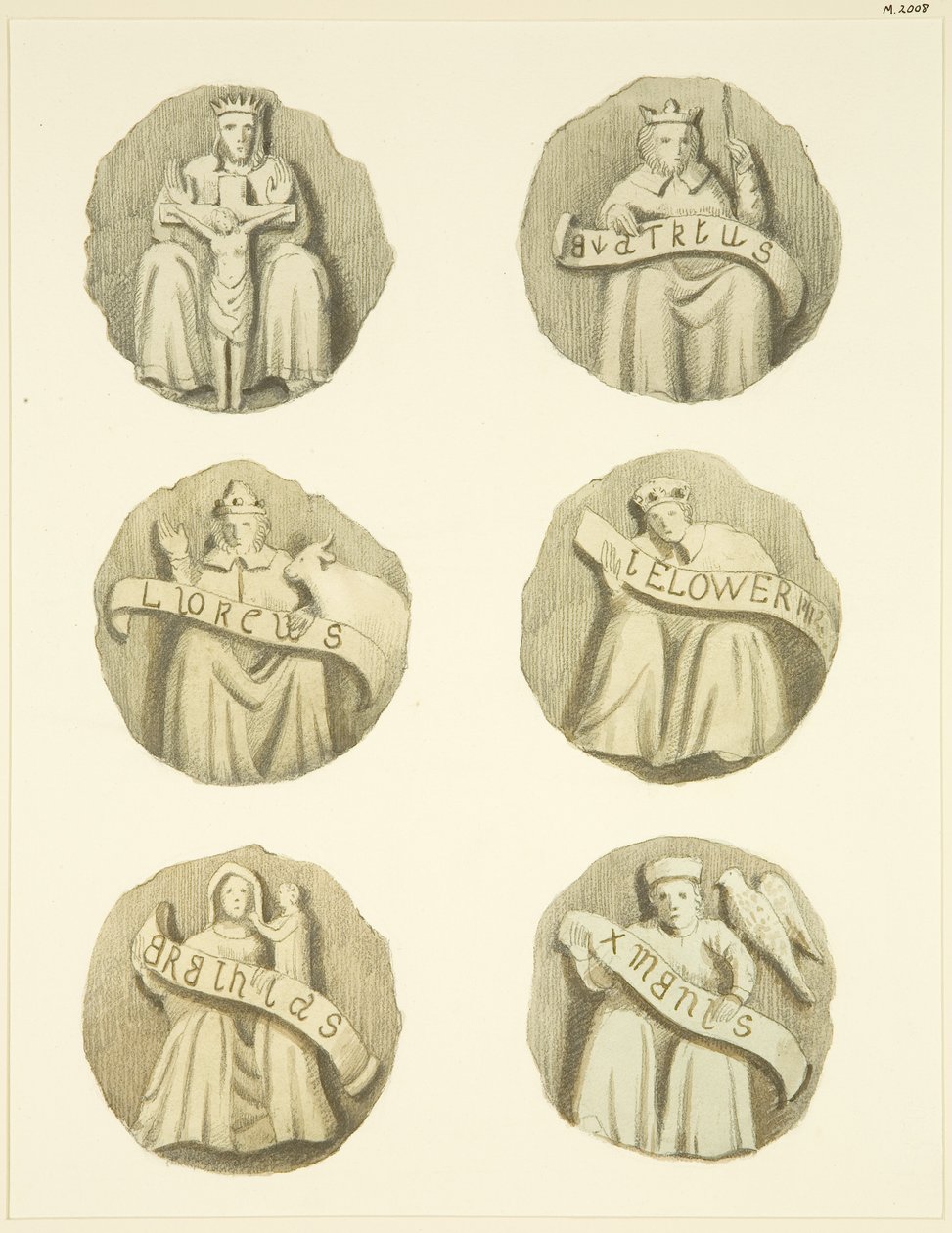 Pierres de voûte (bosses) au plafond de l