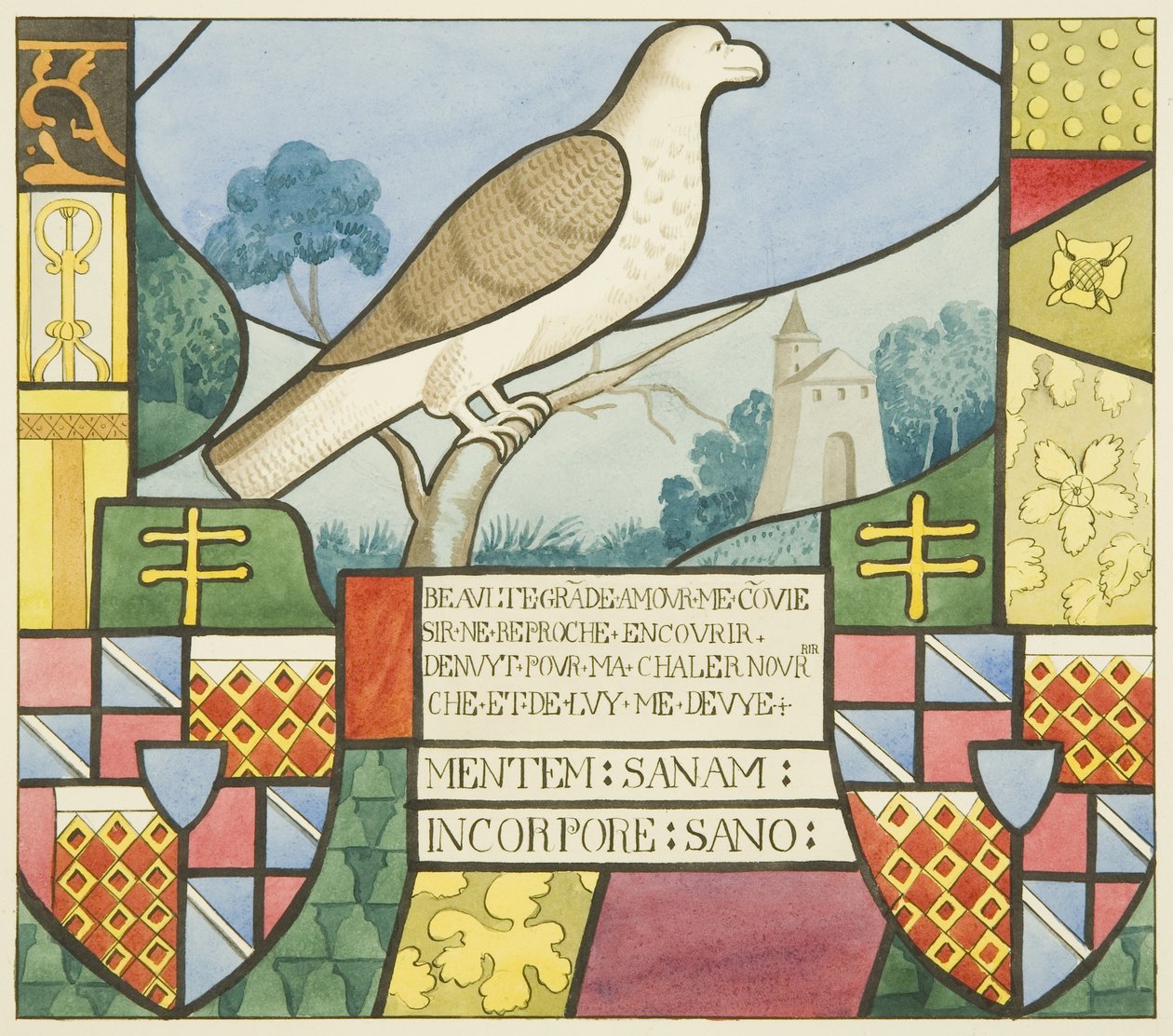 Vitrail de Saint-Marc - un dispositif héraldique - Joseph Manning