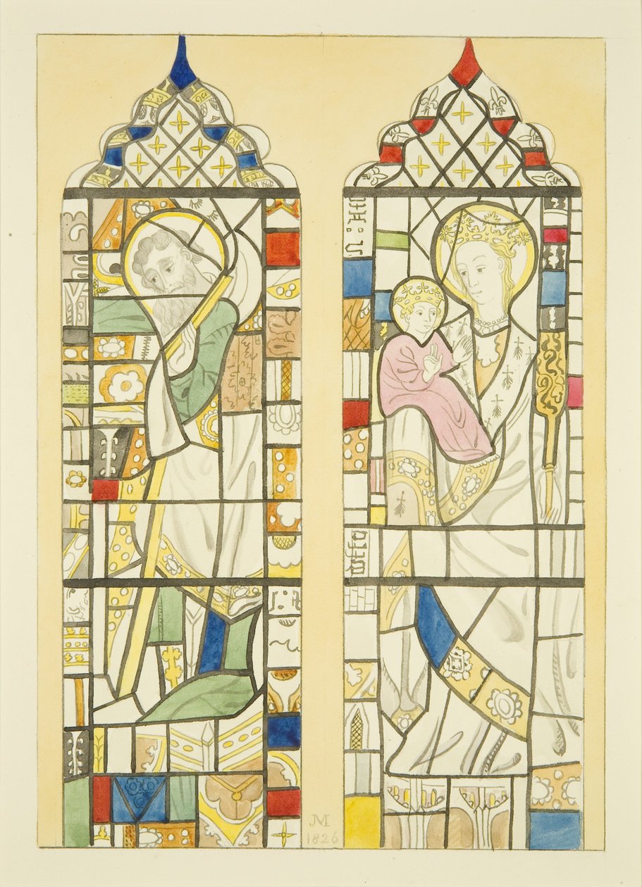 Vitrail dans la fenêtre au-dessus des fonts baptismaux de St Mary Redcliffe - Joseph Manning