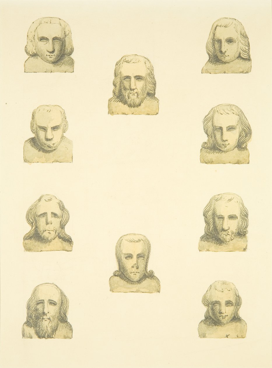 Dix têtes dans la frise autour du porche nord de St Mary Redcliffe - Joseph Manning