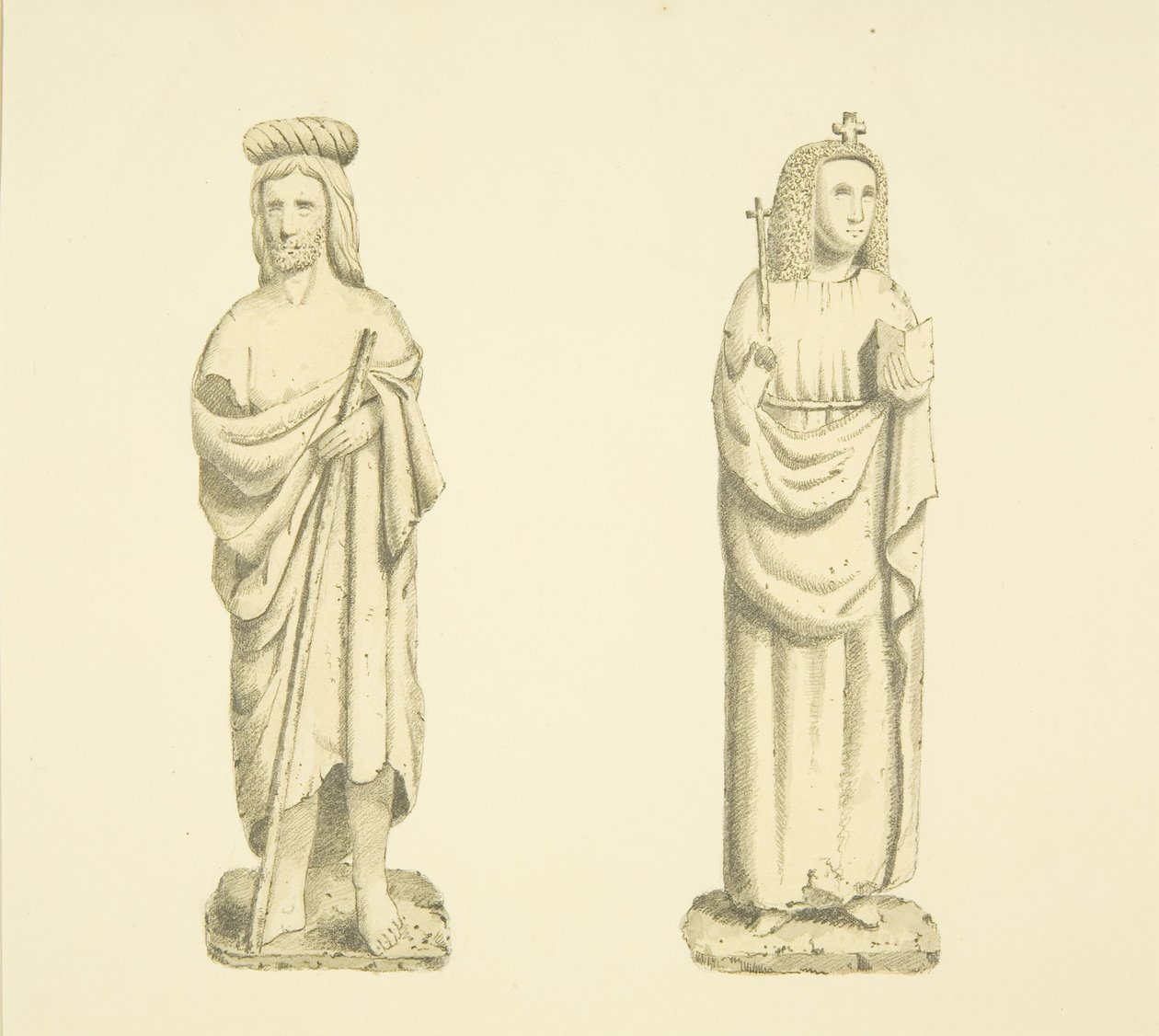 Deux figures dans les niches de la tour de St Mary Redcliffe - Joseph Manning