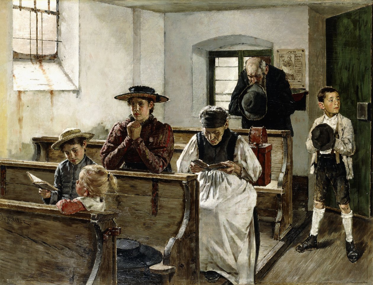 Une famille en prière - Joseph Molitor Von Muhlfeld