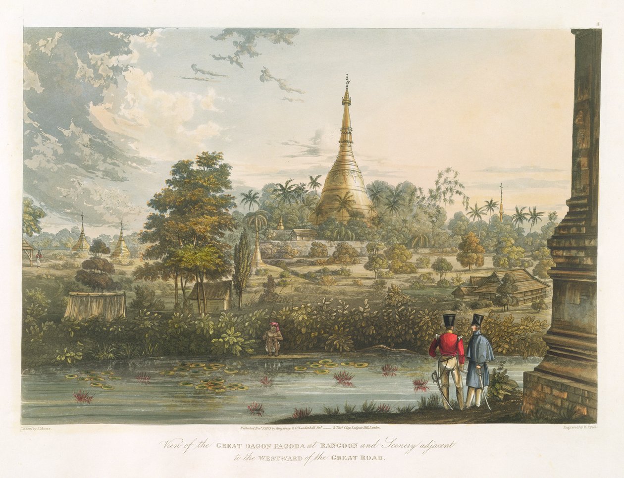 Vue de la Grande Pagode Dagon à Rangoon depuis l